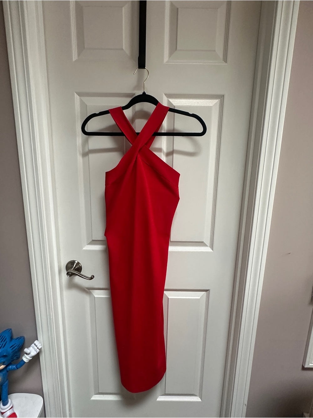 Sleeveless Red Cross-Back Midi Dress